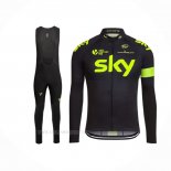 2016 Ropa Ciclismo Sky Verde Negro Mangas Largas y Culotte Lunga