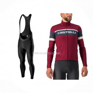 2022 Ropa Ciclismo Castelli Apagado Rojo Mangas Largas y Culotte ioui027