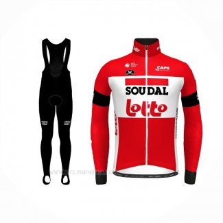 2022 Ropa Ciclismo Lotto Soudal Rojo Mangas Largas y Culotte Lunga