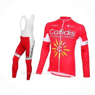 2016 Ropa Ciclismo Cofidis Blanco Rojo Mangas Largas y Culotte Lunga