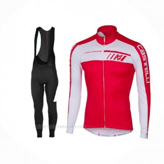 2017 Ropa Ciclismo Castelli Blanco Rojo Mangas Largas y Culotte Lunga