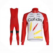 2020 Ropa Ciclismo Cofidis Blanco Rojo Mangas Largas y Culotte Lunga