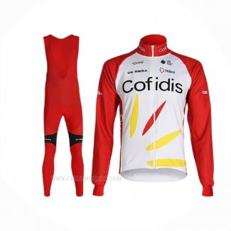 2020 Ropa Ciclismo Cofidis Blanco Rojo Mangas Largas y Culotte Lunga