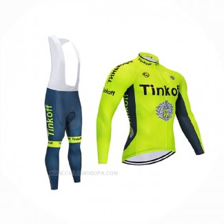 2020 Ropa Ciclismo Tinkoff Amarillo Mangas Largas y Culotte Lunga