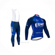 2020 Ropa Ciclismo UHC Apagado Azul Mangas Largas y Culotte Lunga