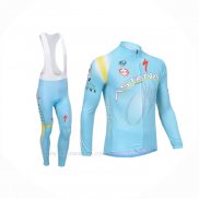 2013 Ropa Ciclismo Astana Azul Claro Mangas Largas y Culotte Lunga