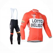 2014 Ropa Ciclismo Lotto Belisol Naranja Mangas Largas y Culotte Lunga