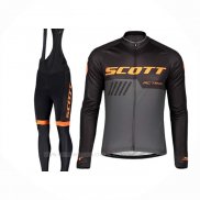 2019 Ropa Ciclismo Scott Negro Gris Mangas Largas Y Culotte Lunga