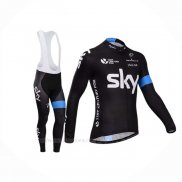 2014 Ropa Ciclismo Sky Negro Azur Mangas Largas y Culotte Lunga