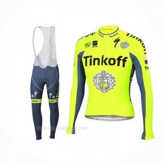 2016 Ropa Ciclismo Tinkoff Verde Gris Mangas Largas y Culotte Lunga