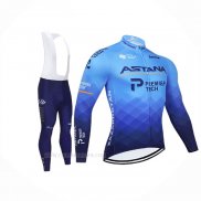 2021 Ropa Ciclismo Astana Azul Mangas Largas y Culotte Lunga