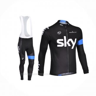 2013 Ropa Ciclismo Sky Azul Negro Mangas Largas y Culotte Lunga