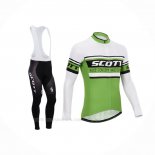 2014 Ropa Ciclismo Scott Verde Blanco Mangas Largas Y Culotte Lunga