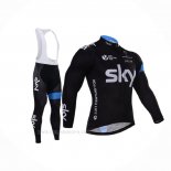 2015 Ropa Ciclismo Sky Azur Negro Mangas Largas y Culotte Lunga