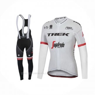 2017 Ropa Ciclismo Trek Segafredo Blanco Mangas Largas y Culotte Lunga