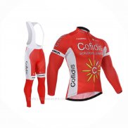 2015 Ropa Ciclismo Cofidis Rojo Mangas Largas y Culotte Lunga