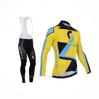 2014 Ropa Ciclismo Scott Amarillo Negro Mangas Largas Y Culotte Lunga