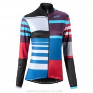 2016 Ropa Ciclismo Mujer Nalini Negro Rojo Manica Lunga