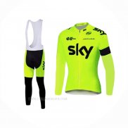 2016 Ropa Ciclismo Sky Verde Mangas Largas y Culotte Lunga