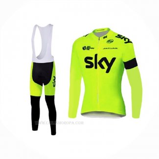 2016 Ropa Ciclismo Sky Verde Mangas Largas y Culotte Lunga