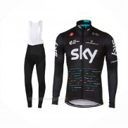 2017 Ropa Ciclismo Sky Negro Mangas Largas y Culotte Lunga