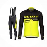 2019 Ropa Ciclismo Scott Negro Amarillo Mangas Largas Y Culotte Lunga