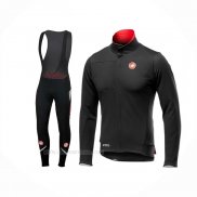 2019 Ropa Ciclismo Castelli Negro Rojo Mangas Largas y Culotte Lunga