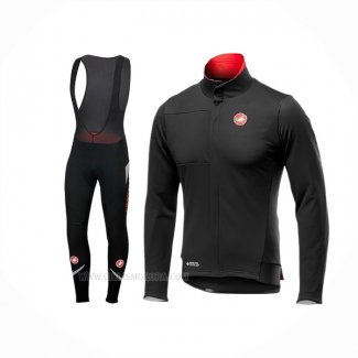 2019 Ropa Ciclismo Castelli Negro Rojo Mangas Largas y Culotte Lunga