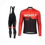 2019 Ropa Ciclismo Scott Negro Rojo Mangas Largas Y Culotte Lunga