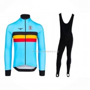 2023 Ropa Ciclismo Belgica Azul Claro Mangas Largas y Culotte Largo